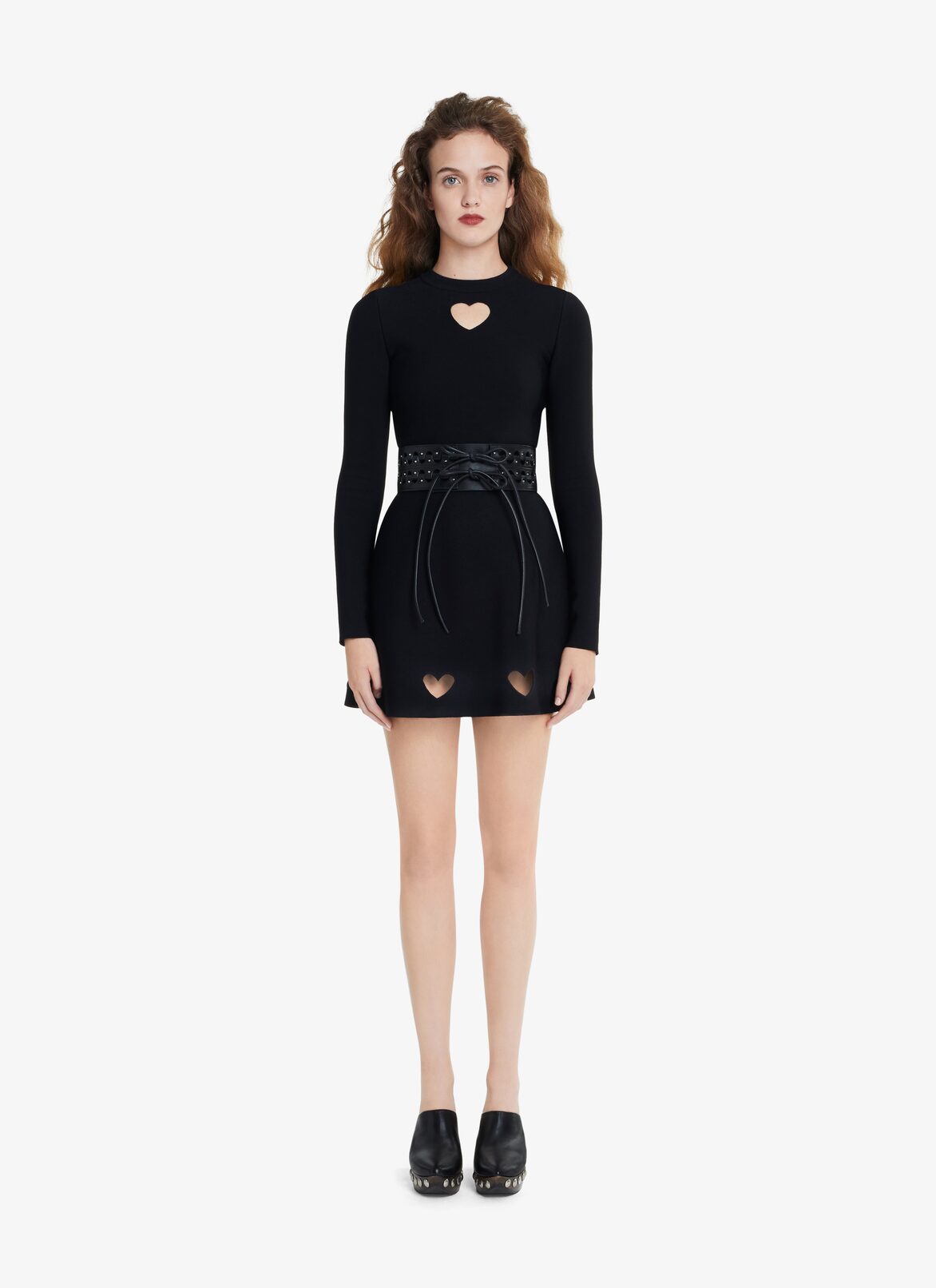 KNITTED CŒUR SKATER SKIRT ALAÏA BLACK KNITTED CŒUR SKATER SKIRT